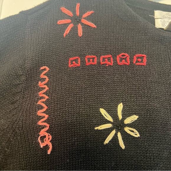 Christopher & Banks Vintage multicolor Hand Embroidered Sweater - Size Large - Picture 4 of 10